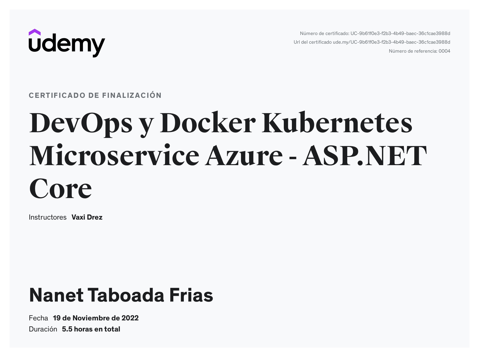DevOps y Docker Kubernetes Microservice Azure - ASP.NET